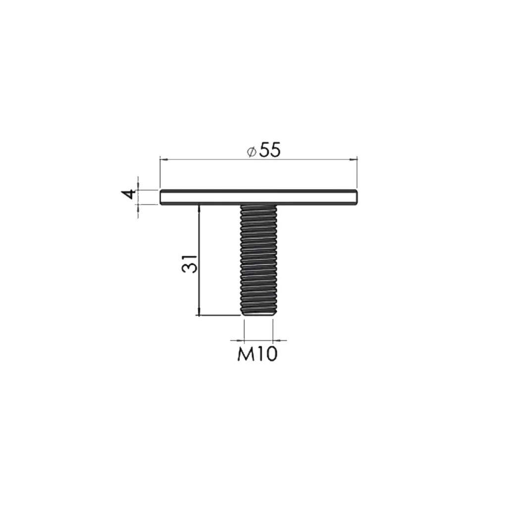 OD E Inox čep d=55mm-staklo4mm