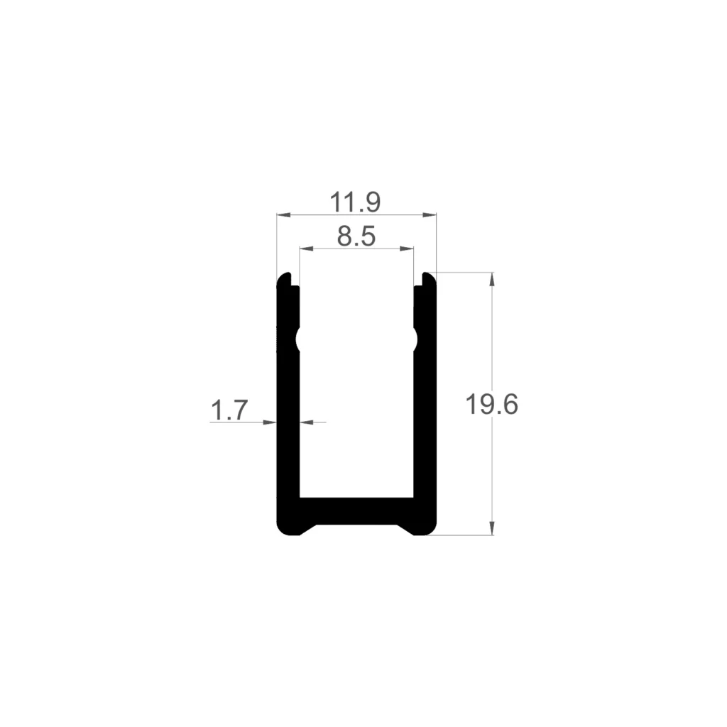 TK profil-st. 8mm L=3m AL CRNA